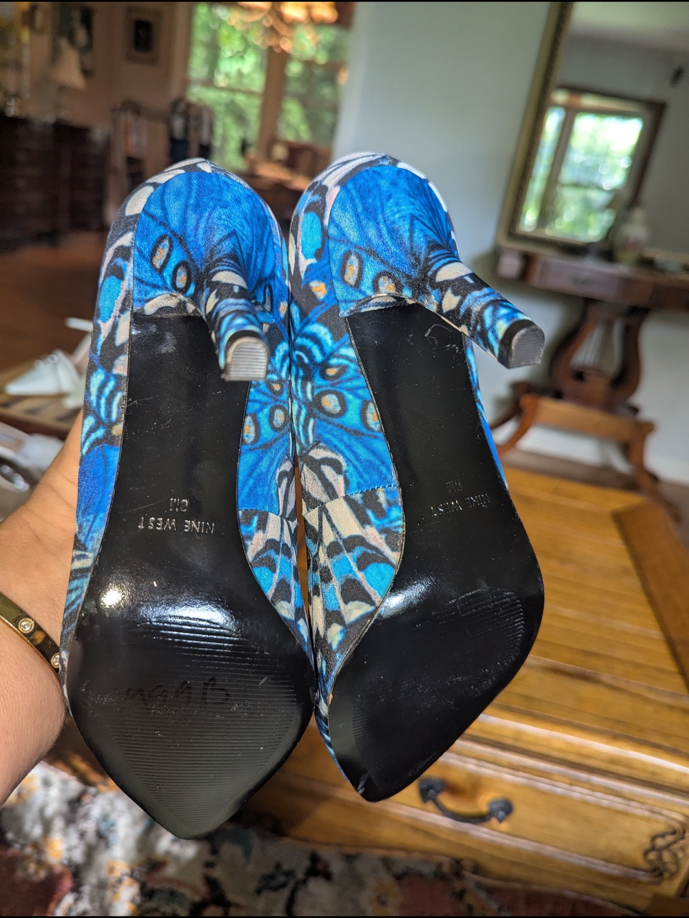 Nine West Blue Patterned Pointed-Toe Pumps - Picture 5 of 11